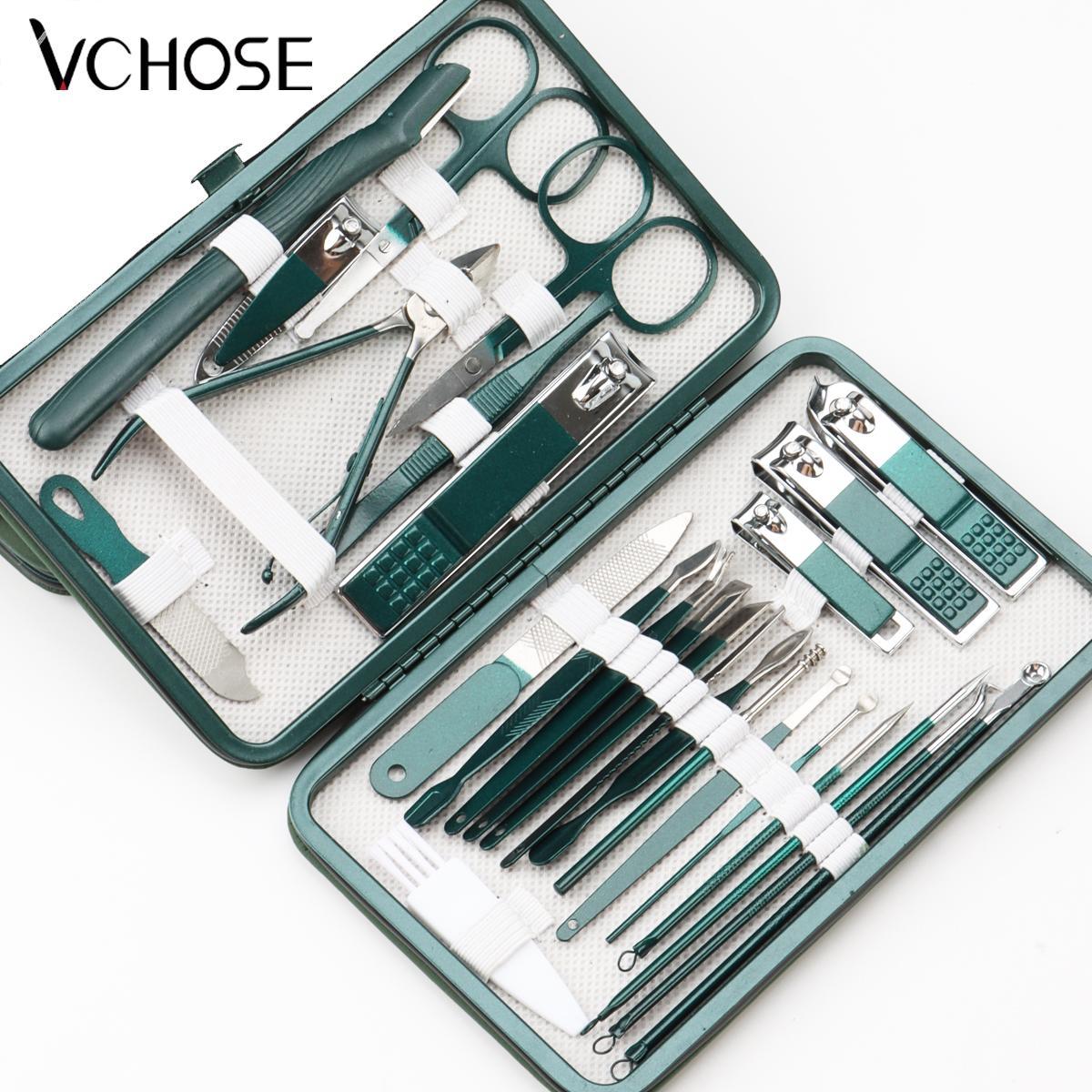 Stainless Steel Nail Clipper Set with PU Leather Storage Box, 24/26pcs Professional Multi-functional Manicure Tools, Nail Tools for Home & Travel, Nail File Kit