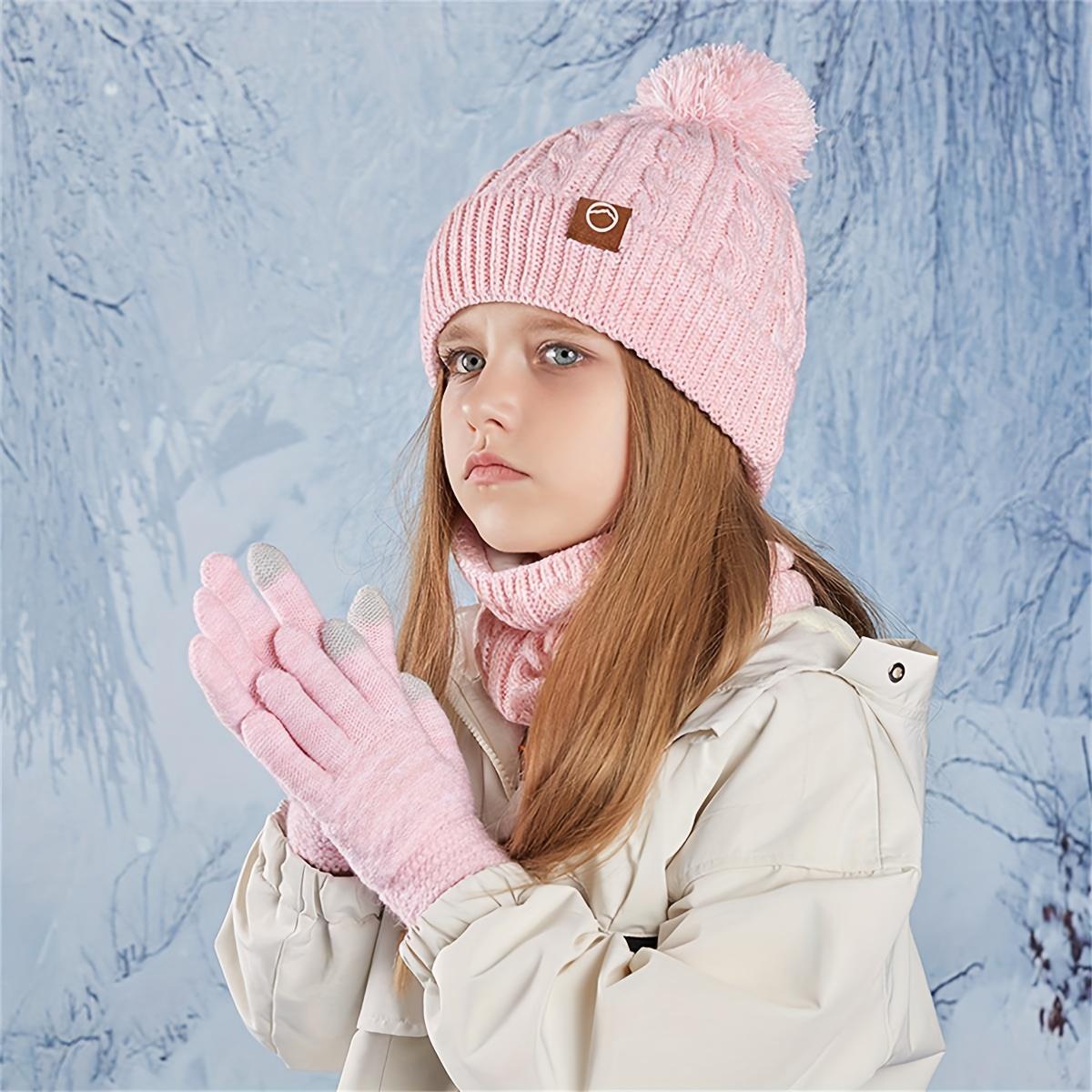 3pcs Outfit Set: Beanie Hat, Scarf & Gloves with Plush Lining for Comfort and Warmth. / Aged 3-10 Years Old in Autumn-Winter Seasonal Activities, Traveling or Vacation; Christmas Thanksgiving Gift Package, Winter Hat, Winter Hat, Seasonal Activity Outfit,