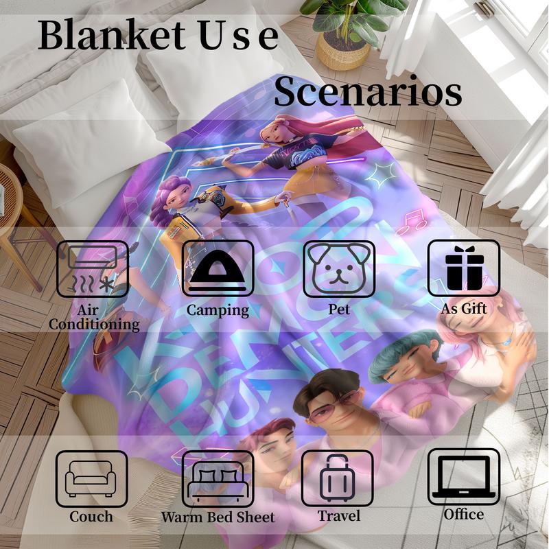 K-Pop Demon Hunters Blanket, Soft Warm Trendy Throw for Fans, Perfect Gift for K-Pop Lovers, Decorative Home Accessory