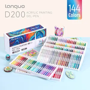 Languo New 144 Colors Press-Down Acrylic Gel Pen, 0.7mm Tip, Quick-Dry Smooth, Large Capacity, Perfect for Drawing, DIY, Gifts