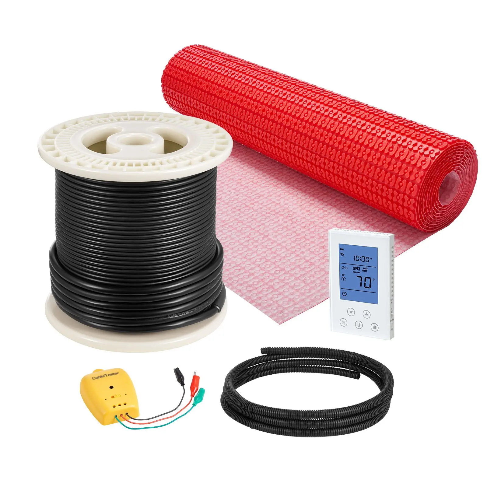 VEVOR 80 sqft Floor Heating Mat System, 120V Electric Radiant Heated Floor System, with Decoupling Membrane Smart Control Thermostat Alarm, Easy Installation for Tile, Stone, Vinyl