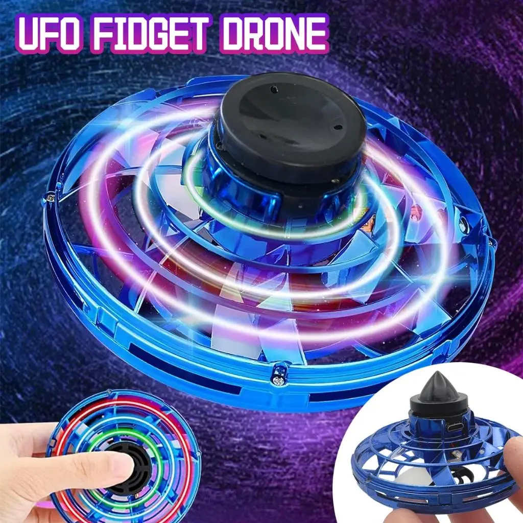 LED Flying Spinner Toy Handheld Hover Ball Mini Drone Aircraft Kids Outdoor Gift