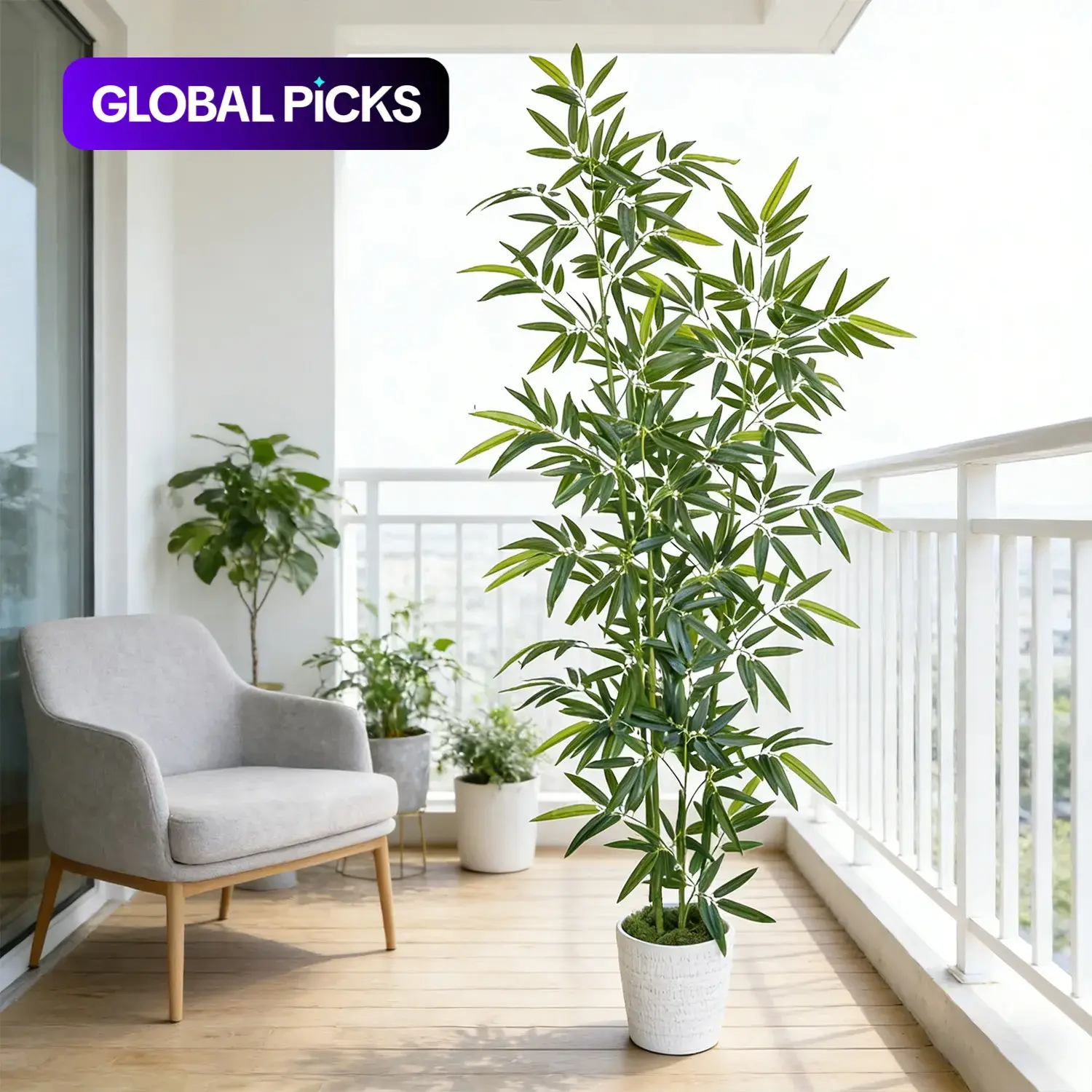 1Pcs 160-215cm Artificial Bamboo Plant with Plastic Pot, Realistic Leaves, Fake Plant Decoration, Fake Indoor Plants, Artificial Potted Plant, Perfect for Living Room, Garden, Balcony, Wedding, Christmas #GLOBAL PICKS