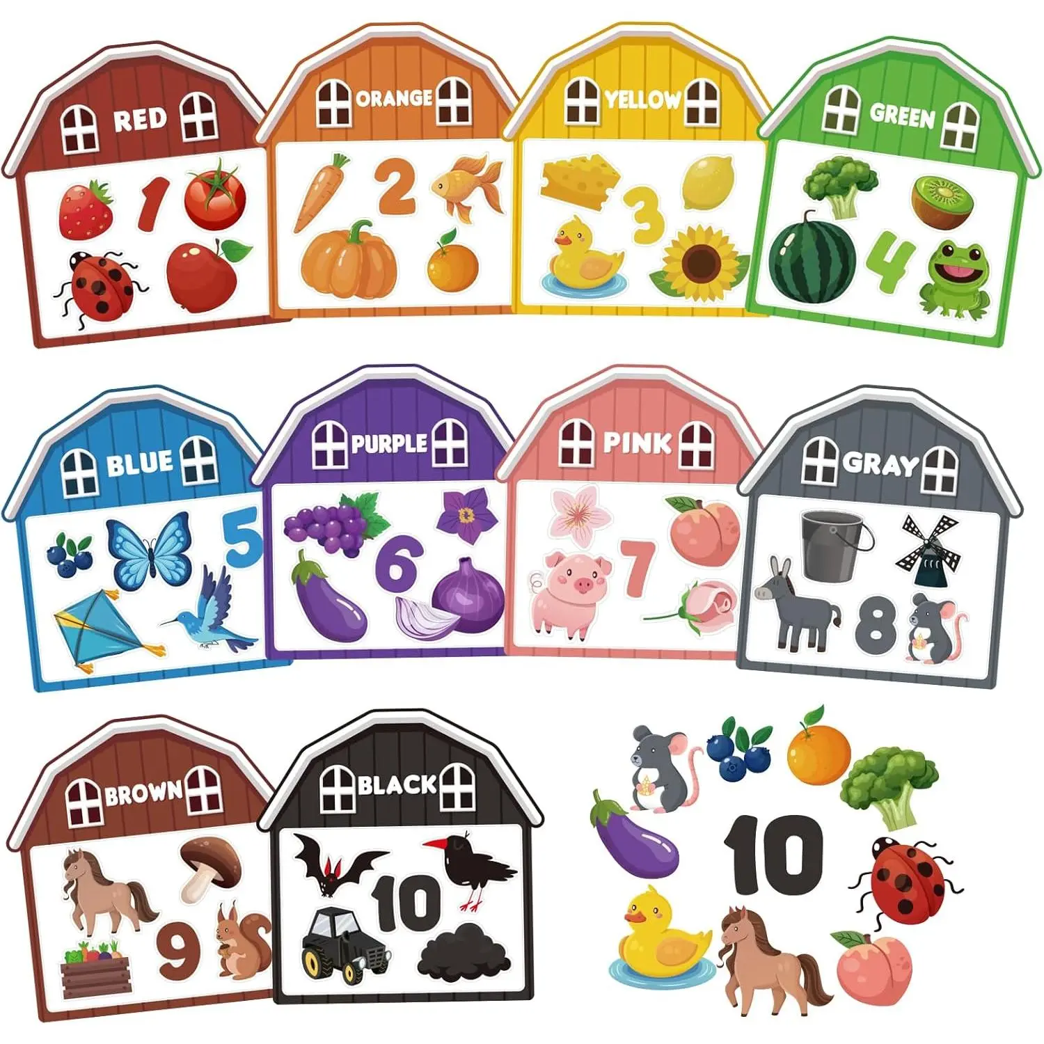 10Pcs Animal Shapes Magnetic Sorting Blocks - 60 Toddler Farm Zoo Magnets, Refrigerator Fridge Toys for Early Education Learning Activities, Boys/Girls Gifts (New Model Ball)