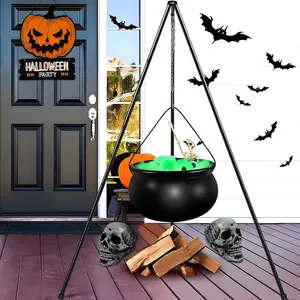 Outdoor Halloween Decorations, Large Witch Cauldron with Lights on Tripod Stand, DIY Indoor Outdoor Porch Decoration Set