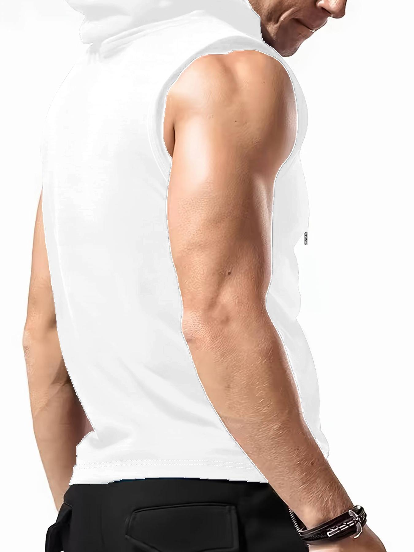 Men's Regular Fit Smile Face Print Tank Hoodie, Casual Graphic Sleeveless Hoodie for Summer, Fashion Men's Top for Daily Wear, Sweatshirts, Hot Trending Hoodies, Casual Sports Hoodie