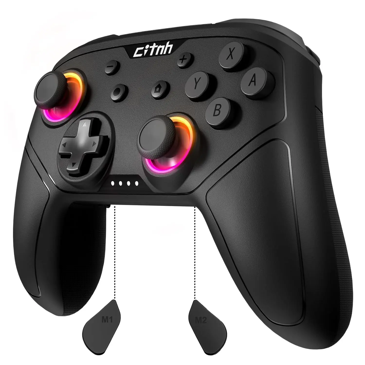 Controller For ,Compatible with  2//lite/OLED/steam/PC, Hall Effect joysticks,6-Axis Gyro,Wake up,Turbo,1000mAh , Programmable  Buttons(black)