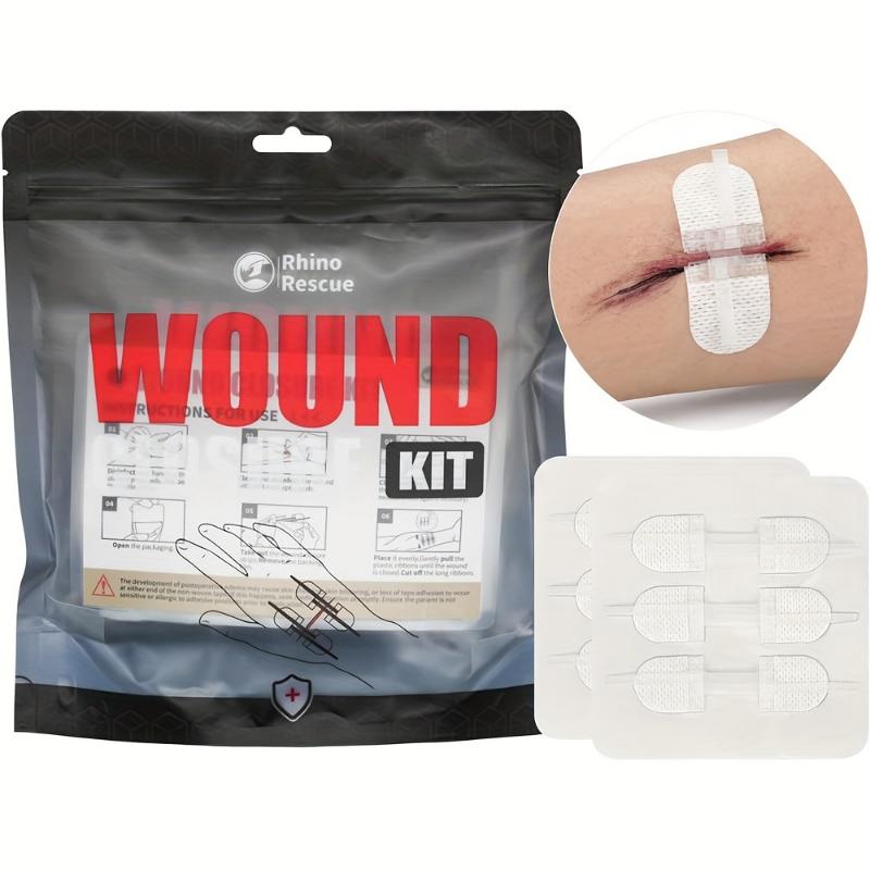RHINO RESCUE zipper wound patch wound suture kit (including wound dressing), seamless sealing strip, zipper suture wound kit for acute care, including scissors and tape