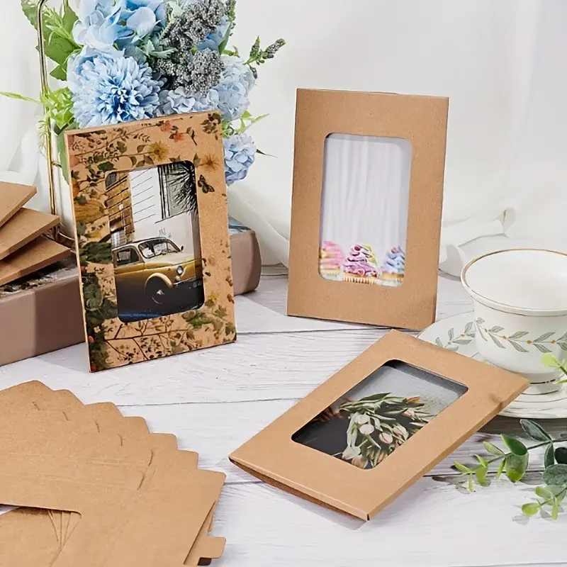 30 Kraft Paper Window Envelopes, 4x6.1 Inch Foldable Card Storage Box, Ideal for Weddings, Birthdays, Christmas, Gift Cards, Invitations