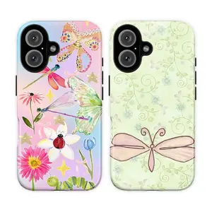 Cute Watercolor Butterfly Dragonfly Phone Case, Whimsical Ladybug & Caterpillar Phone Cover For iPhone 17 Pro Max 16 15 14 13 12 11 for Samsung S21 S22 S23 S24 S25 S26 Phone Case|Fairycore Insect Aesthetic Cover, Cottagecore Floral Vine Tough Case
