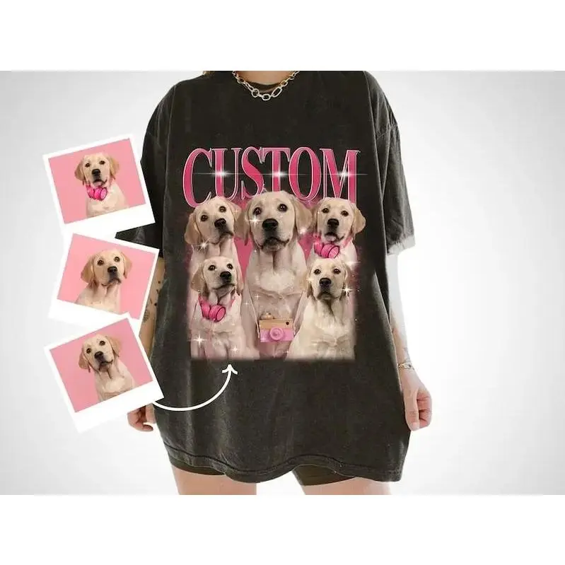 Custom Your Pet T-Shirt, Personalized Pet T-Shirt, Vintage Custom Dog Shirt, Custom Photo Shirt, Pet Photo Shirt, Ideal for Pet Lovers, HL135