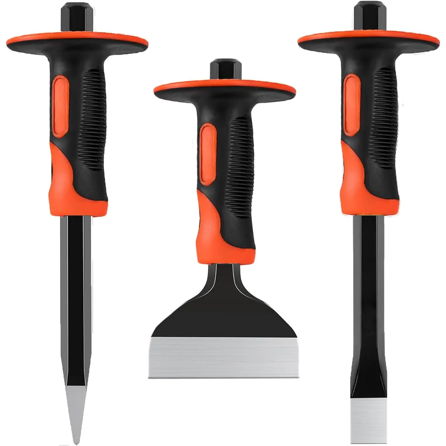 Masonry Chisel Set,3  Heavy-Duty Point, Flat and Brick Chisels