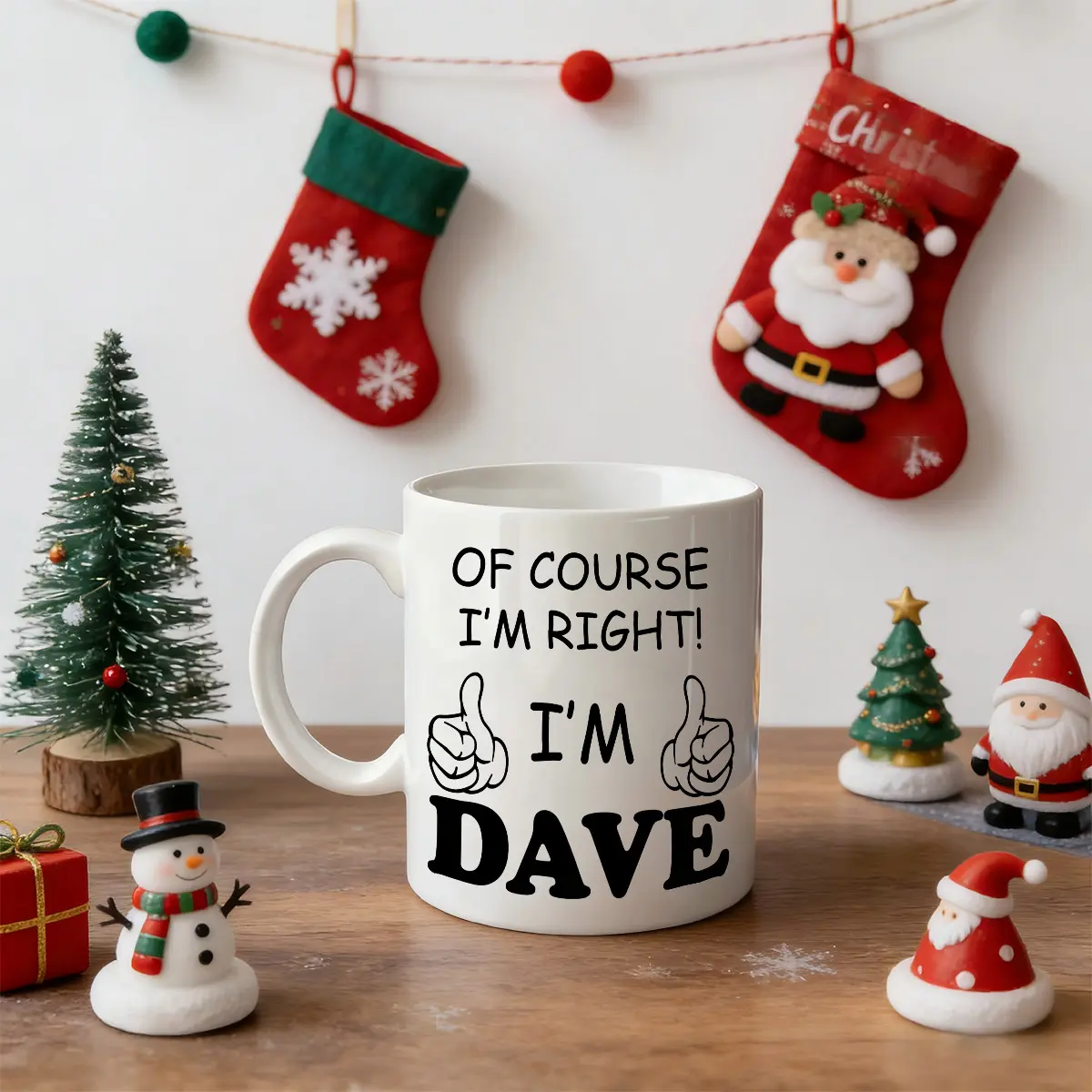 Dave'S Thought 'I'-Right, I'Dave' Ceramic Coffee Mug - 0-500 ml, Reusable, Insulated, Dishwasher Safe, Durable, Multi-Purpose, No Electricity Needed, for Birthday & Daily Use, Coffee Lovers