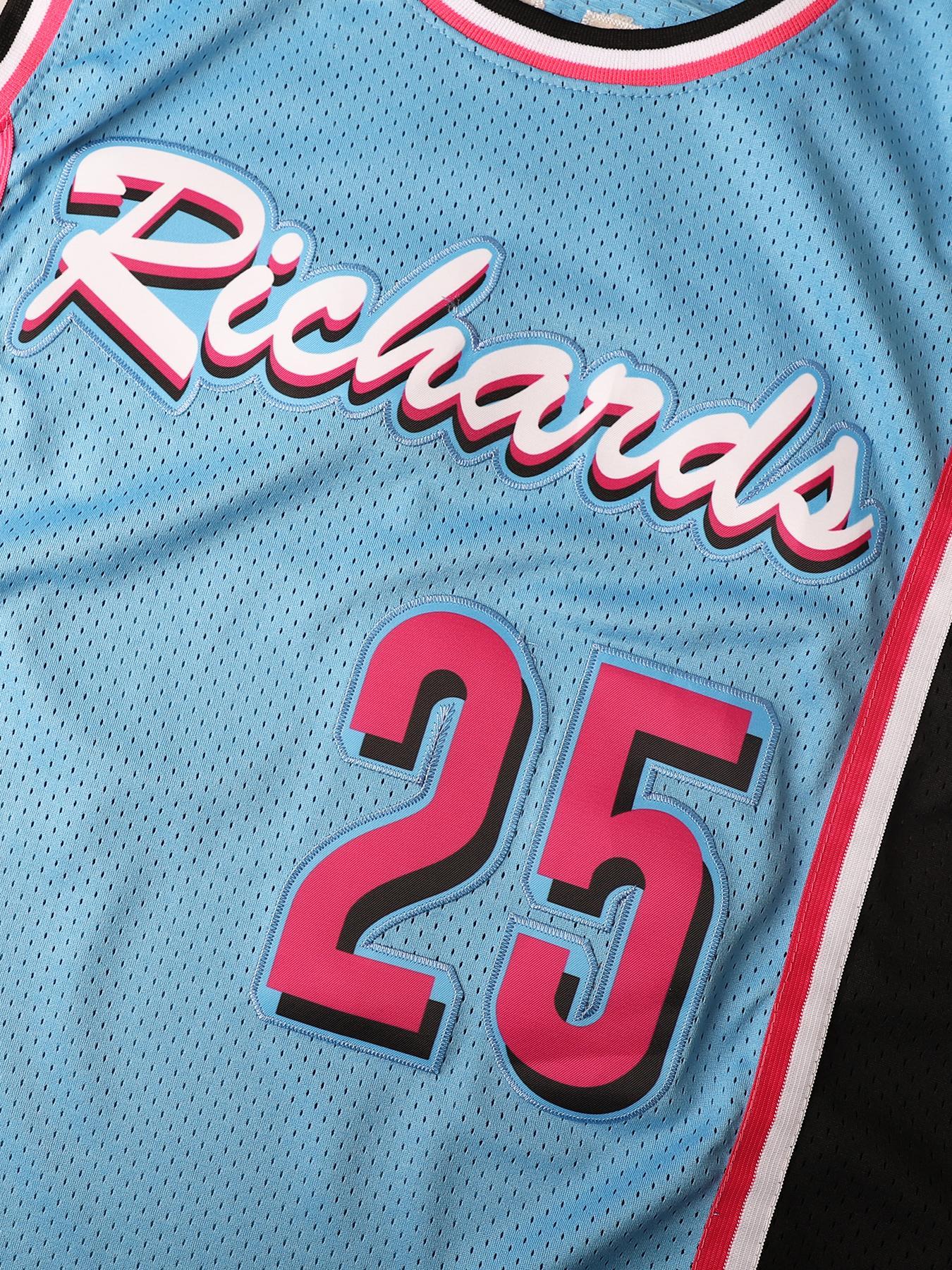 Men's #25 Letter Embroidery Basketball Jersey, Breathable Basketball Vest, Basketball & Football Jerseys for Men, Sports Clothing for Indoor Outdoor Wear