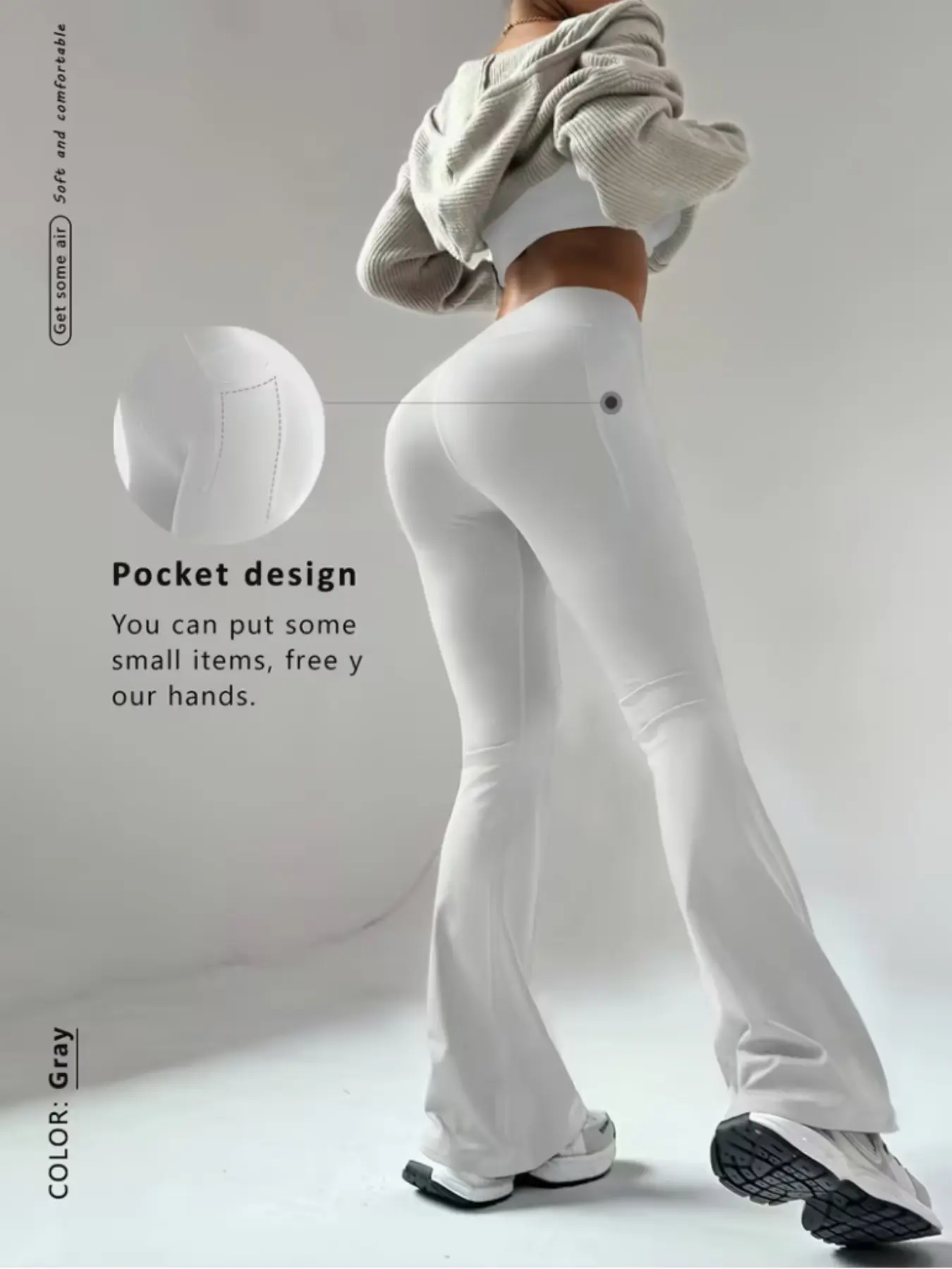 High-Waisted Slimming Flare Pants with Hidden Pockets, Retro Streetwear, Fitness Essential, Yoga and Daily Wear, Non-Slip Waistband
