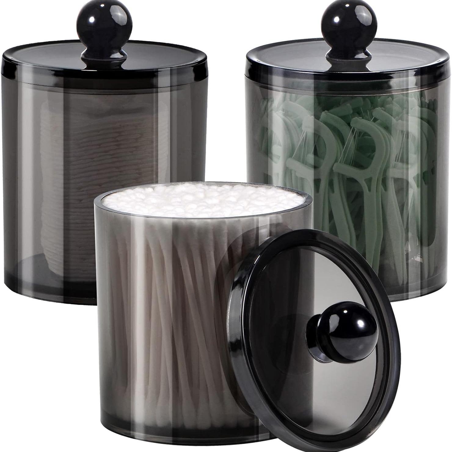 Clear Makeup Cotton Storage Box Set, 2/3/6 Counts Round Makeup Cotton Storage Container with Lid, Dustproof Storage Box for Home Bathroom Kitchen Dormitory Office