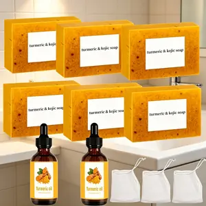 Natural Turmeric Kojic Skincare Set, Whitening Exfoliating Soap + Nourishing Oil, Deep Pore Cleansing, Long-Lasting Hydration, for All Skin Types, Hydrating