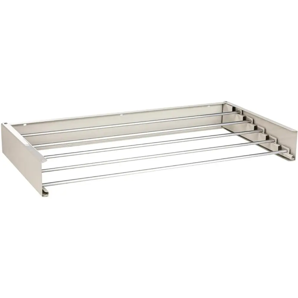 Wall Mounted Folding Clothes Drying Rack – 5 Collapsible Rods – Space-Saving Retractable Hanger