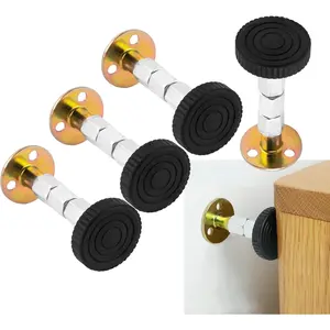 4PCs Adjustable Furniture Stabilizer Headboard Stoppers for Wall – Bed Frame Anti Shake, Desk Stabilizer, Noise Stopper for Sofa Cabinet Door (Silver, 1.1-4.1in)