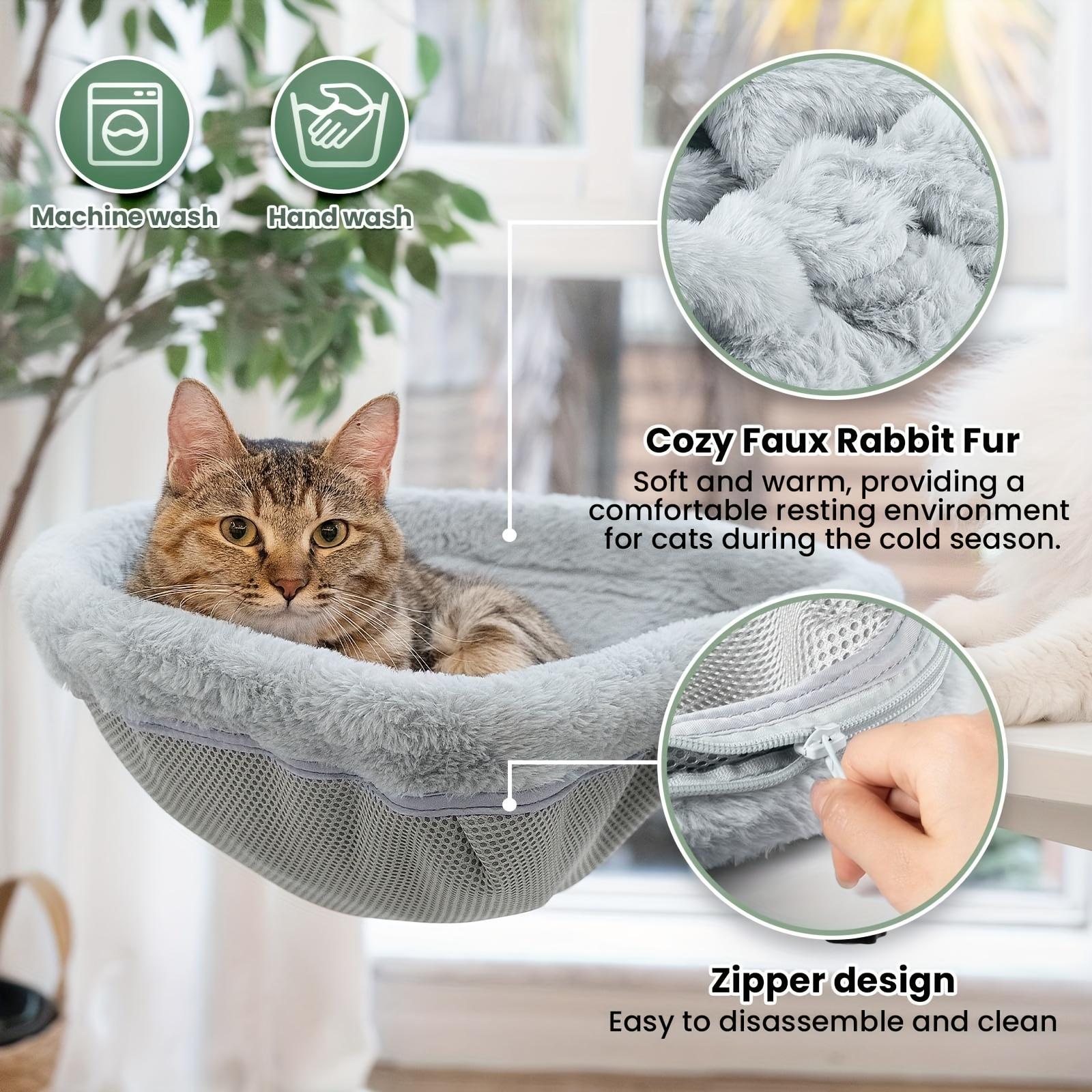 Desktop Cat Bed - One-Key Foldable, Sunken Design, Space-Saving Semi-Circular Cat Nest, Soft Faux Rabbit Fur, for Various Desks - Max Weight Capacity 40 Lbs