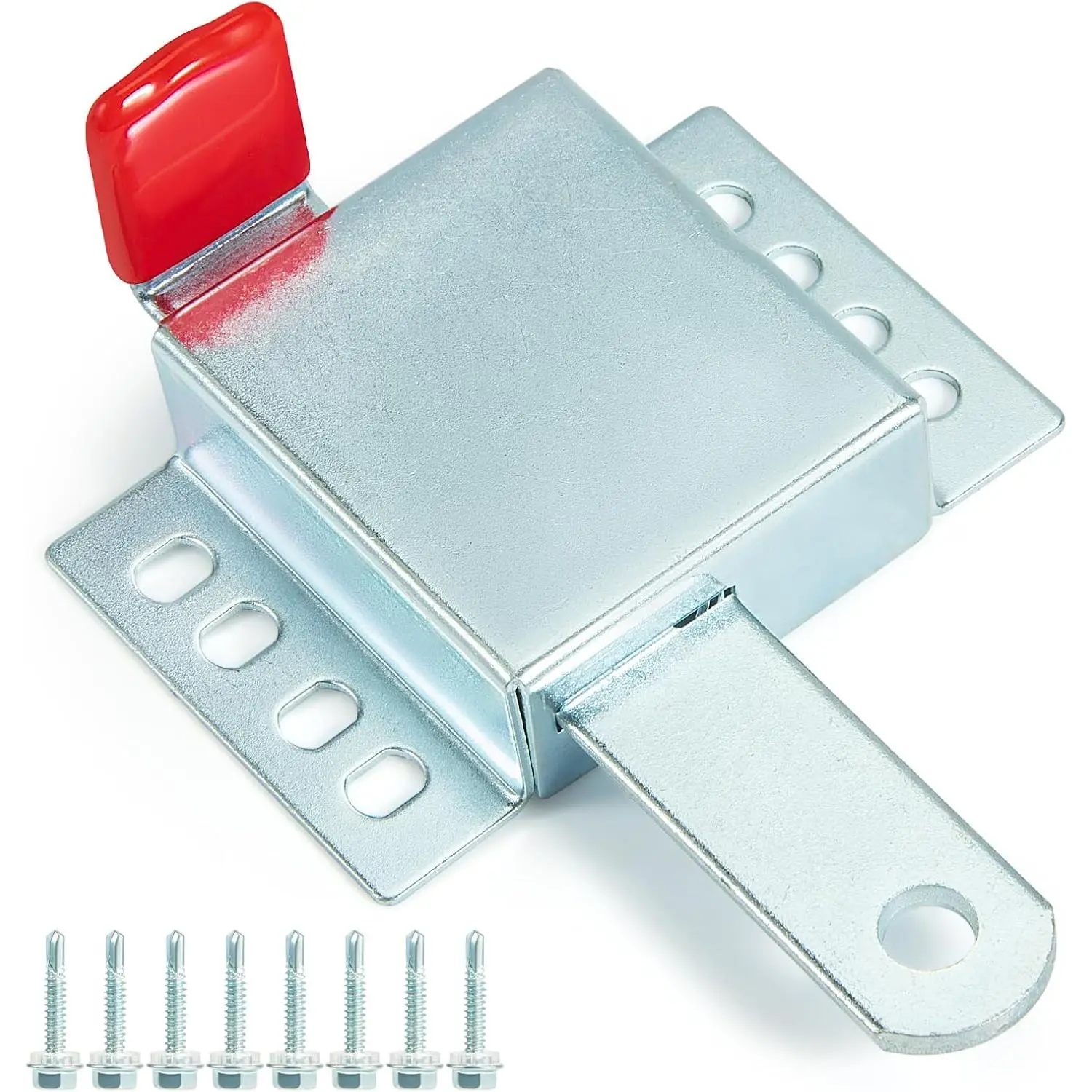 Heavy Duty Garage Door Lock, Upgrade Galvanized Steel Garage Door Locking Slide Latch for  Garage Doors, with Self-Tapping Screws and Red PVC Cover, Essential Garage Door Lock Kit