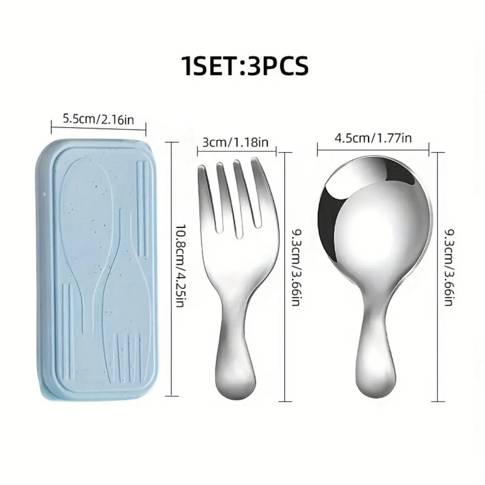 Portable Mini Cutlery Set, Spoons And Forks Set, 3pcs Travel Utensils, Includes Mini Spoon And Fork, Multiple Colors: Golden, Silvery, Black, Pink, with Storage Box, Suitable for Office