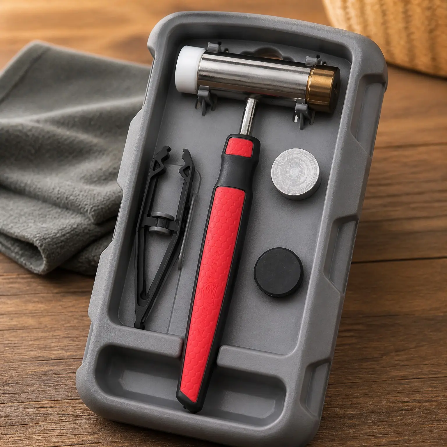 4-in-1 Gunsmithing Hammer Set with Pin Alignment Tool, Brass, Nylon, Steel & Rubber Heads and Molded Carry Case