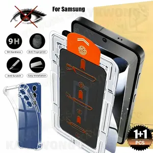 KAYKWONG'S 1-Piece Privacy Tempered Glass Film + 1-Piece Phone Case for Samsung Galaxy  S21/S22/S23/S24/S25/S26/Plus/Ultra , Full Screen Protection, 9h Hardness, Anti-Scratch, Fingerprints