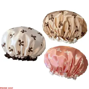 4 Pieces Double Layer Waterproof Shower Cap, Elastic And Reusable, Cartoon Hair Bath Caps, Double Waterproof Layers Bathing Hat Sleep Bonnet  Double Layer Hair Protection Cover For Bath, Spa, Salon & Daily Use