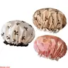 Unisex Reusable Shower Cap Set (4-Pcs) - Double Layer Waterproof Fabric Cover, Elastic Band for Comfortable Fit, Leopard/Zebra Print/Polka Dot Designs, 32cm/12.6in Daily Use Bathroom Hat Accessory, Sohochic