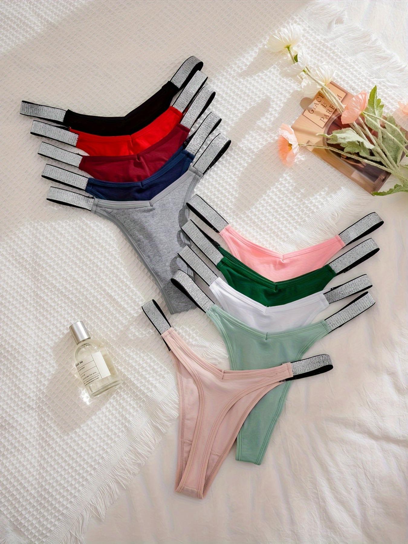 Women's Glitter Solid Color Drop Waist Thong, Regular Fit Casual Comfy Breathable Seamless Panty for Daily Wear, Ladies Underwear for All Seasons, Underwear for Women, Seamless Design