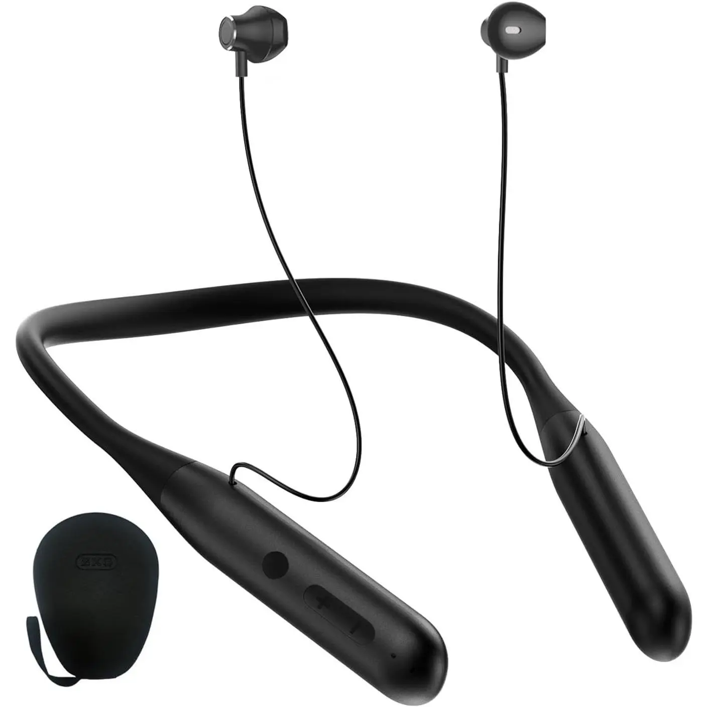Wireless Bluetooth Neckband Headphones 100 Hours Long Playtime,Around The Neck Bluetooth Earbuds with Microphone,Waterproof Sport Earphone,Over The Neck Headset with Storage Travel Case(Black)Gift