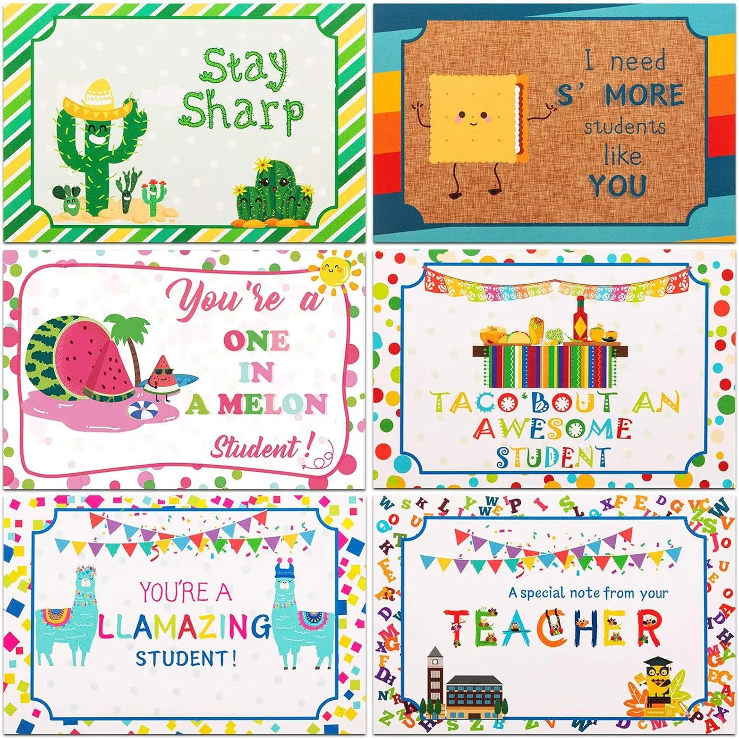 60 Pcs Positive Encouraging Postcards for Students - Bulk Thinking of You Cards from Teacher, End of Year Graduation Gifts, Blank Motivational Classroom Supplies (Mexican Style)