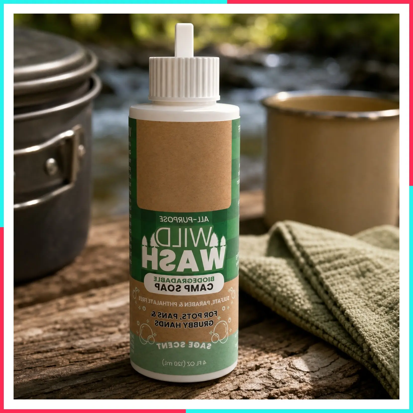 Biodegradable Camping Soap Ideal for Dishes, Body, Hands, and Clothes - 4oz