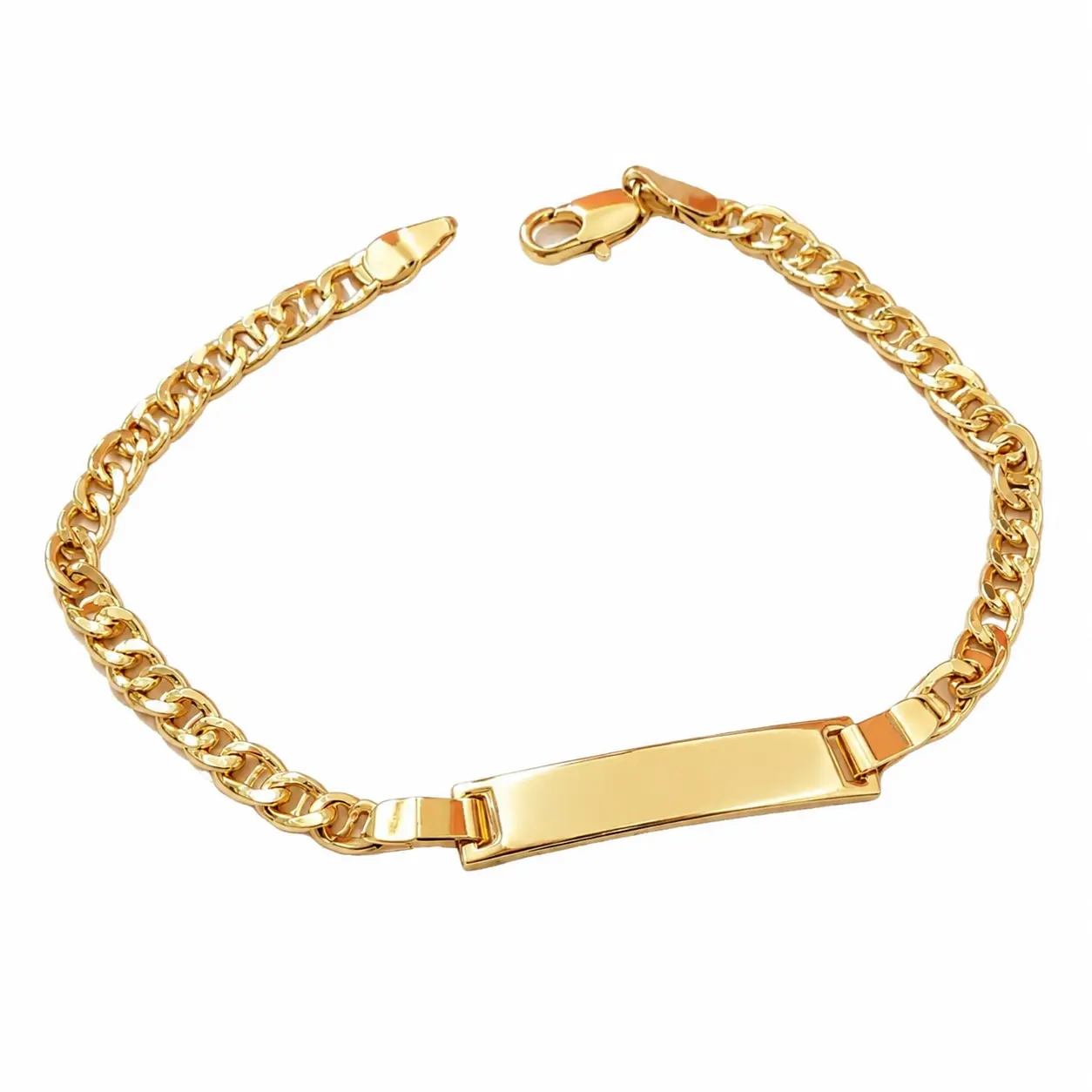 18K Gold Plated Engravable ID Bar Bracelet in Premium Stainless Steel with Cuban Curb Link Design – Adjustable Unisex Wrist Cuff Jewelry for Personalized Name or Initials, Ideal for Holiday, Birthday, or Everyday Wear