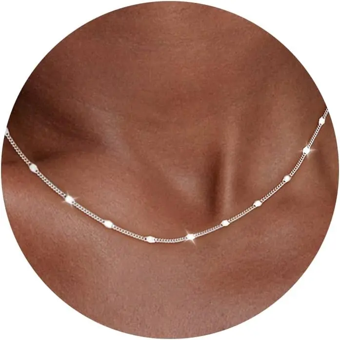 925 Sterling Silver Cuban Link Chain Necklace for Women - 16K Gold Plated Simple Dainty Chain, Waterproof Trendy Jewelry Gift