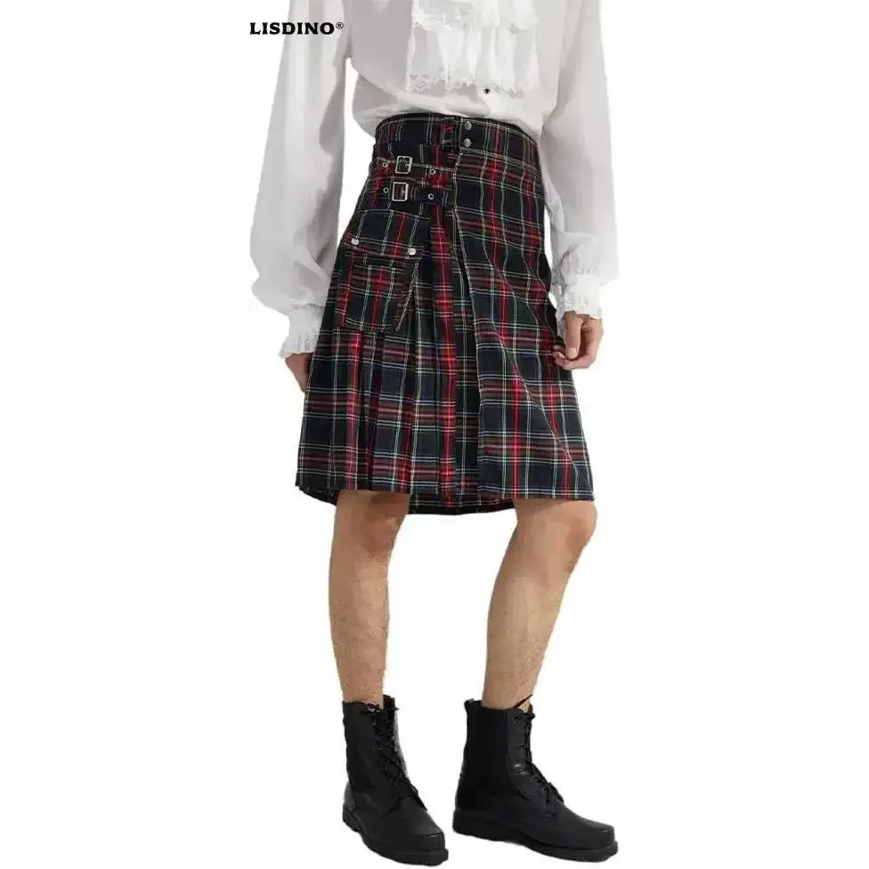 Lisdino Men's Traditional Scottish Highland Tartan Utility Kilt, Menswear Clothes for Costumes & Special Occasions