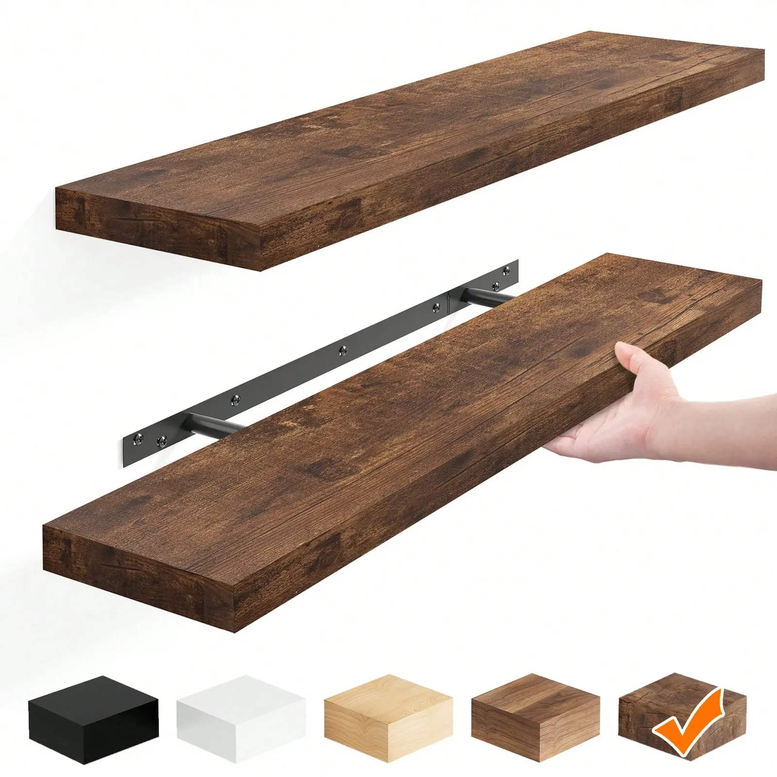 2pcs 22in Bookshelves, Floating Shelves For Wall, Shelves Wall Mounted Shelf With Invisible Bracket For Bathroom, Living Room, Bedroom, Kitchen, Office Decor, Room Decor, Home Decor