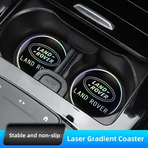 2PCS Car Water Coaster Pad Laser Water Coaster Accessories For Land Rover Range Rover Evoque Velar Defender Discovery Freelander Land Cruiser