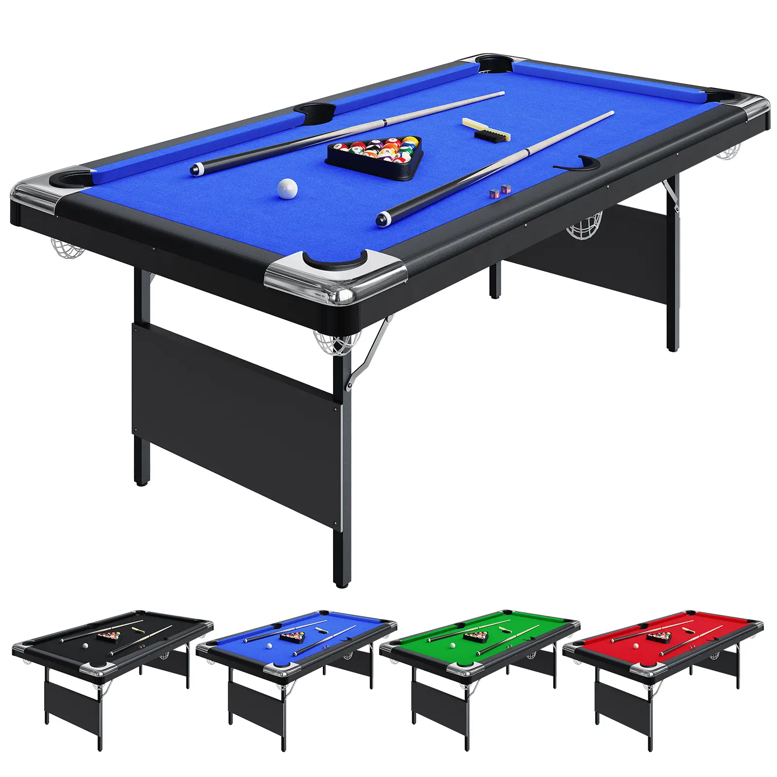 Foldable Billiards Table for Adults – 7/6FT Regulation Size Billiard Game Table for Family & Game Room, Space-Saving Portable Design Felt, Full Set Accessories, Indoor/Outdoor Use, Easy