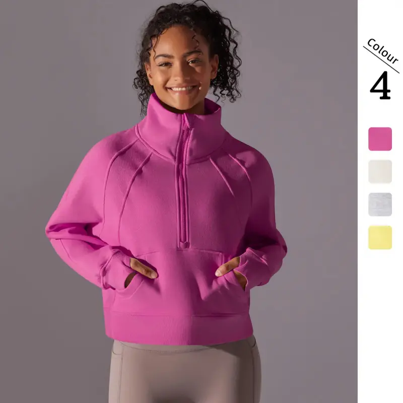 New Solid Color Fleece-Lined Warm Sporty Sports Outerwear - Loose-Fit Long-Sleeve Hooded Sweatshirt for Autumn-Winter Running, Yoga