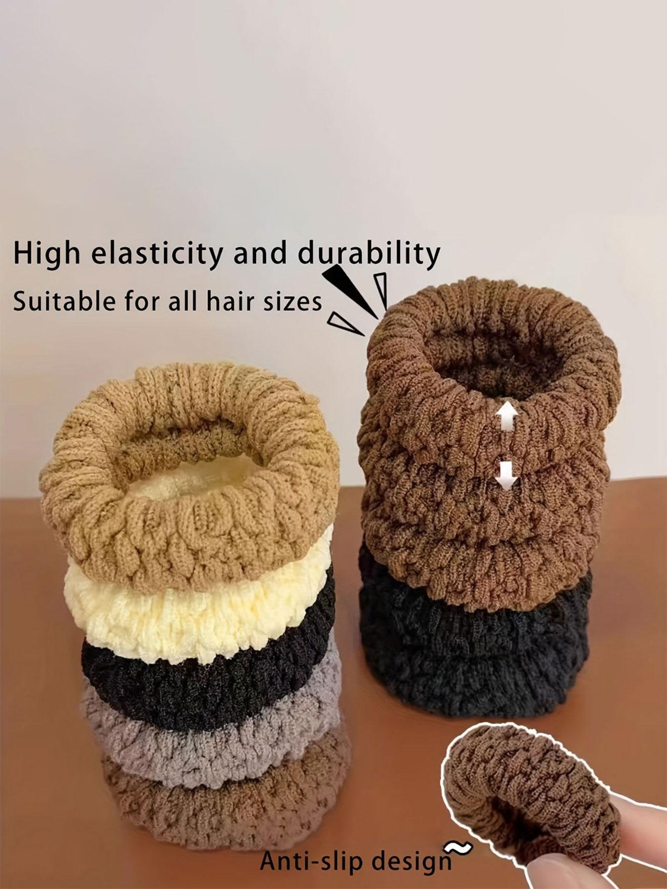 Women's Boho Hair Accessories Set, Elastic Knitted Ponytail Holders & Scrunchies, Matte Anti-Slip Design for Daily Use