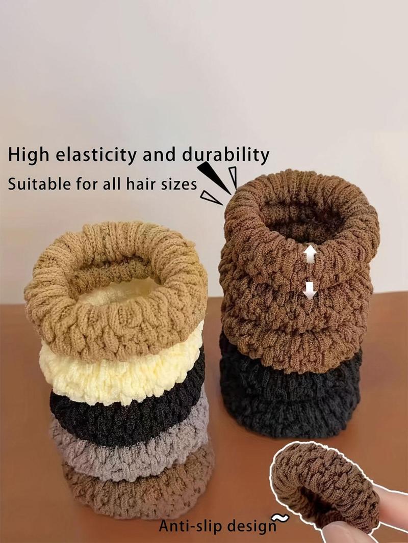 Women's Boho Hair Accessories Set, Elastic Knitted Ponytail Holders & Scrunchies, Hair Ties, Matte Anti-Slip Design for Daily Use