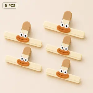 Sealing Bag Chip Clips 5 Pack, Colorful Plastic Food Bag Clips, Heavy Duty Snack Clips for Chips, Bread, Tea & Kitchen Food Storage