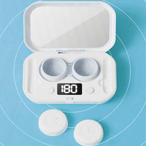 Contact Lens Case, Portable Ultrasonic Contact Lens Cleaner with 4 Timing Modes, 360° High-Frequency Vibration for Cleaning Soft Lenses, Colored Contact Lenses