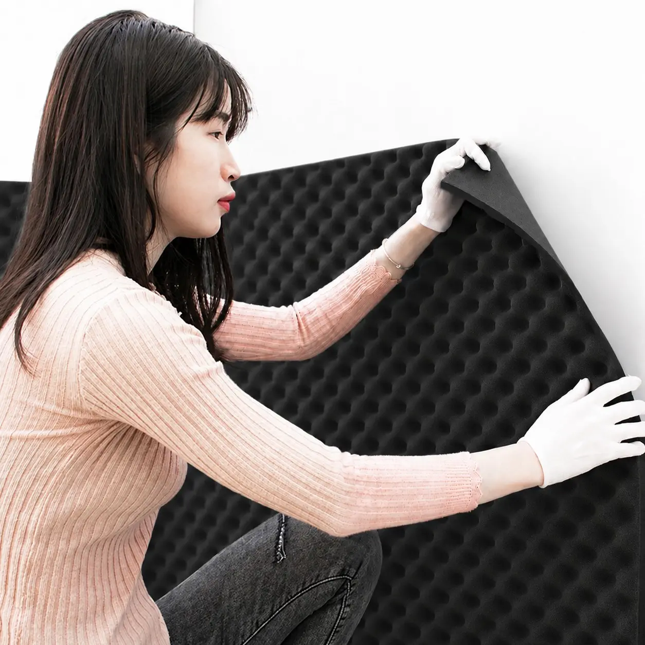 Self-Adhesive Acoustic Foam Panels | Egg Crate Sound Proofing Foam | Peel and Stick Wall Sound Absorbing Panels Textured Surface for Studio, Piano Room, Drum Room, Home Bedroom — Noise Reduction Soundproof Padding