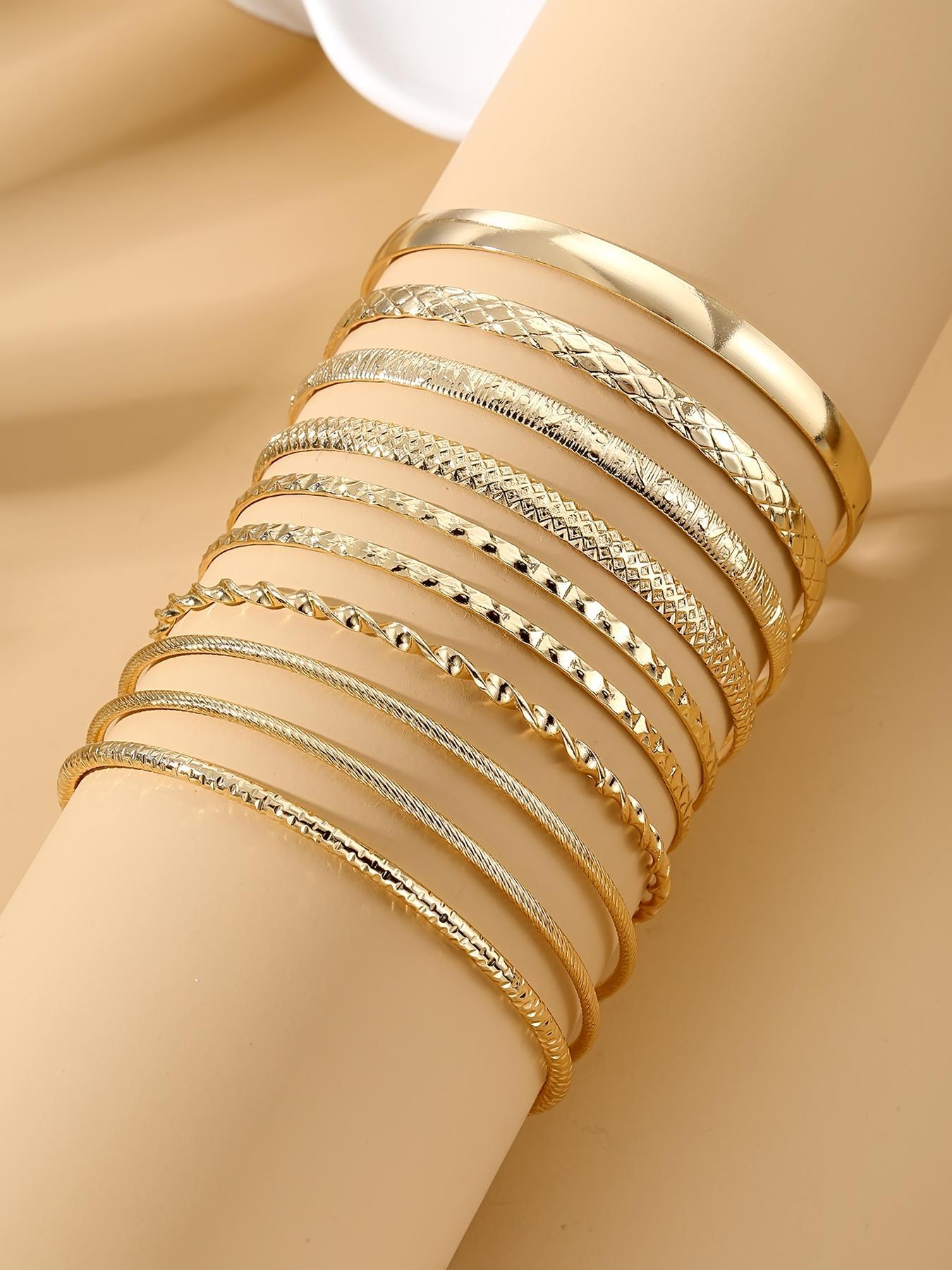 Fashionable Casual Plain Alloy Bangle, Vintage Bracelet for Women, Pretty Bracelet, Elegant Jewelry for Party, Daily Decor, Trendy All-match & Exquisite Jewelry for Gift, Stackable Bracelets, Cable Bangle Set, Stacking Bracelet