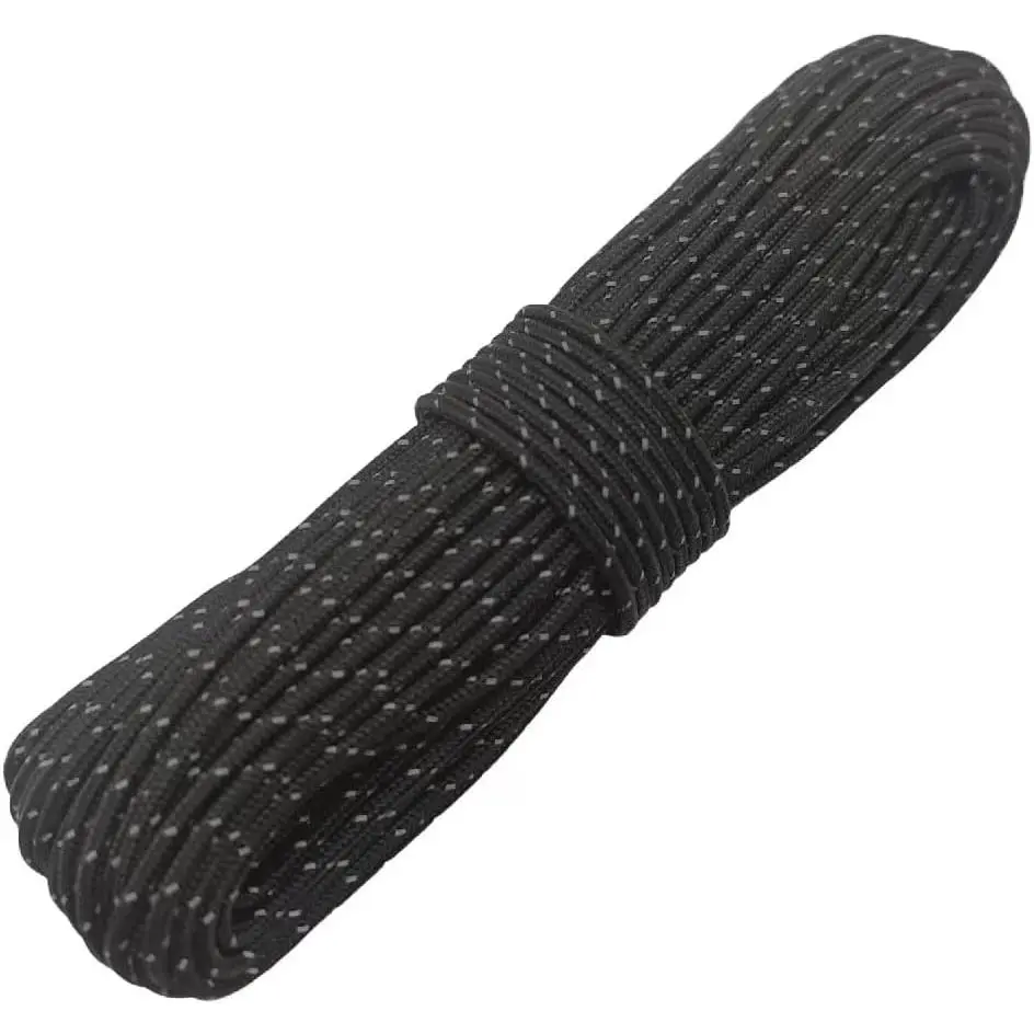 2mm Reflective Guyline Camping Paracord, Ultralight Thin Cord Rope  Tarp Rain Fly Tent Camping, 65 Feet (Black)
