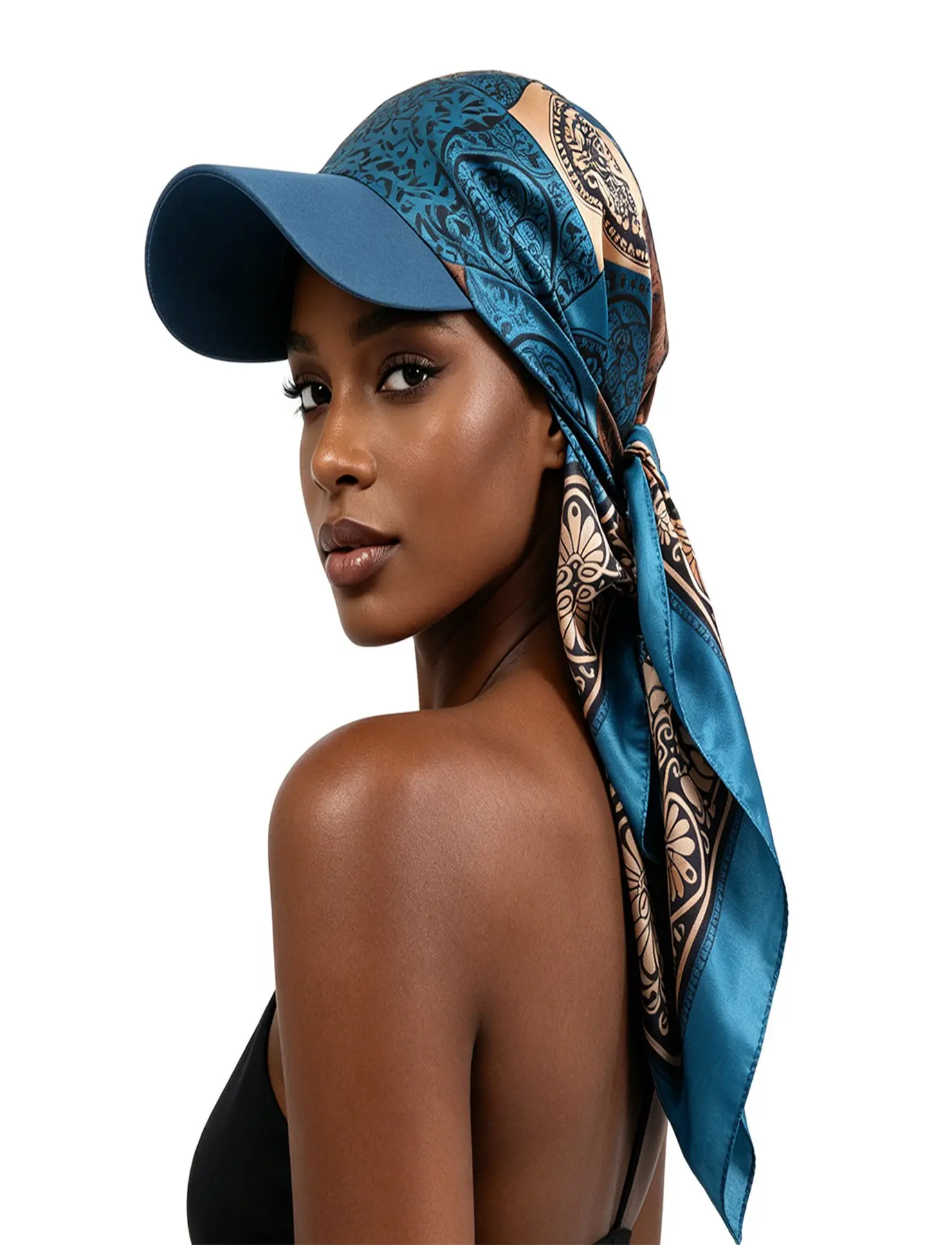 Women's Sun Hat with Brim, Self-Tie Headscarf Cap, Beach Vacation UV Protection, Chemotherapy Hat, Stylish and Practical