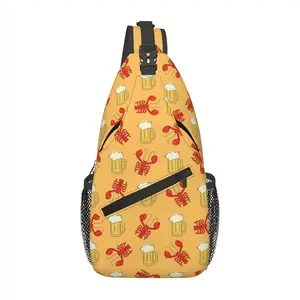 Crossbody chest bag, hiking backpack, crayfish and beer shoulder bag, foldable, large capacity, stylish and durable, can be used for shopping, work, leisure travel, beach bag, fishing backpack